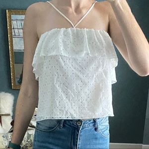 white eyelet crop top